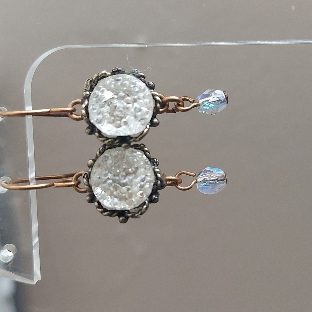 Crystal Cluster Dangle Aurora Borealis Beaded Bra… - image 1